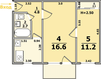 Планировки: 2-Комнатные, 5-ти этажные дома (Холодная гора)
