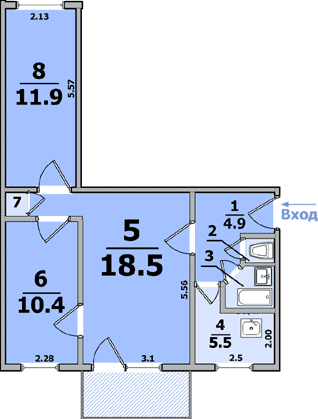 Планировки: 3-Комнатные, 5-ти этажные дома (кирпичные)
