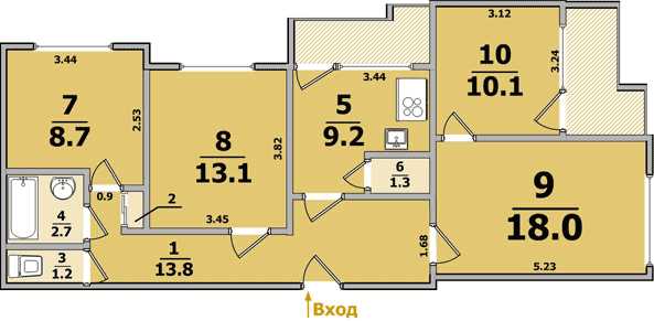 Планировки: 4-Комнатные, 16-ти этажные дома, два балкона
